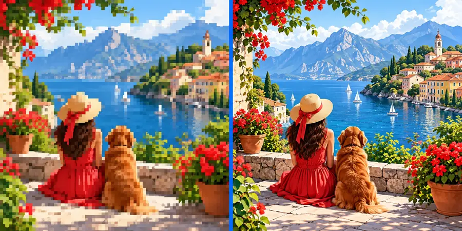 Enlarged image example after comparison workflow